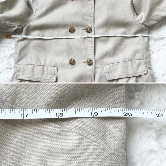 Joie Cotton Linen Tan Trench Coat L Jacket - Picture 8 of 11